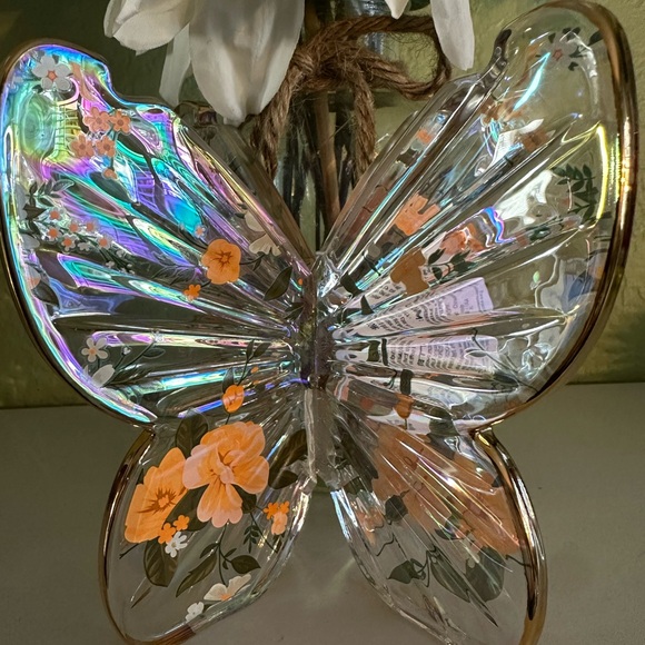 Bath & Body Works Floral Butterfly Candle Holder - Gold and Orange - Picture 2 of 7